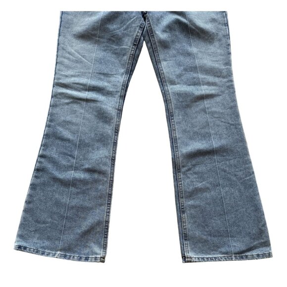 Express Jeans Hipster Flare Womens Denim Pants Size 5/6S (short) Front Seam Blue - Picture 3 of 6